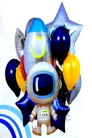 مجموعة بالونات فضاء "صاروخ ورجل فضاء 12 قطعة